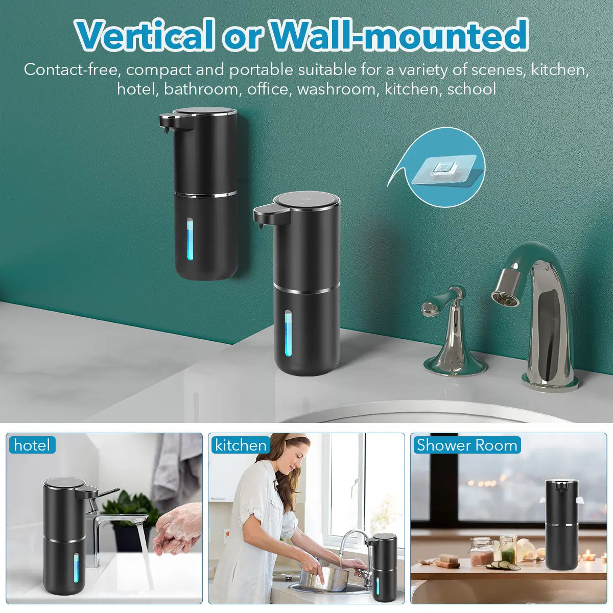 Upgrade Your Hygiene Routine with the 380Ml Touchless Automatic Soap Dispenser - Sleek Wall-Mounted Design, USB Rechargeable, Perfect for Kitchen and Bathroom