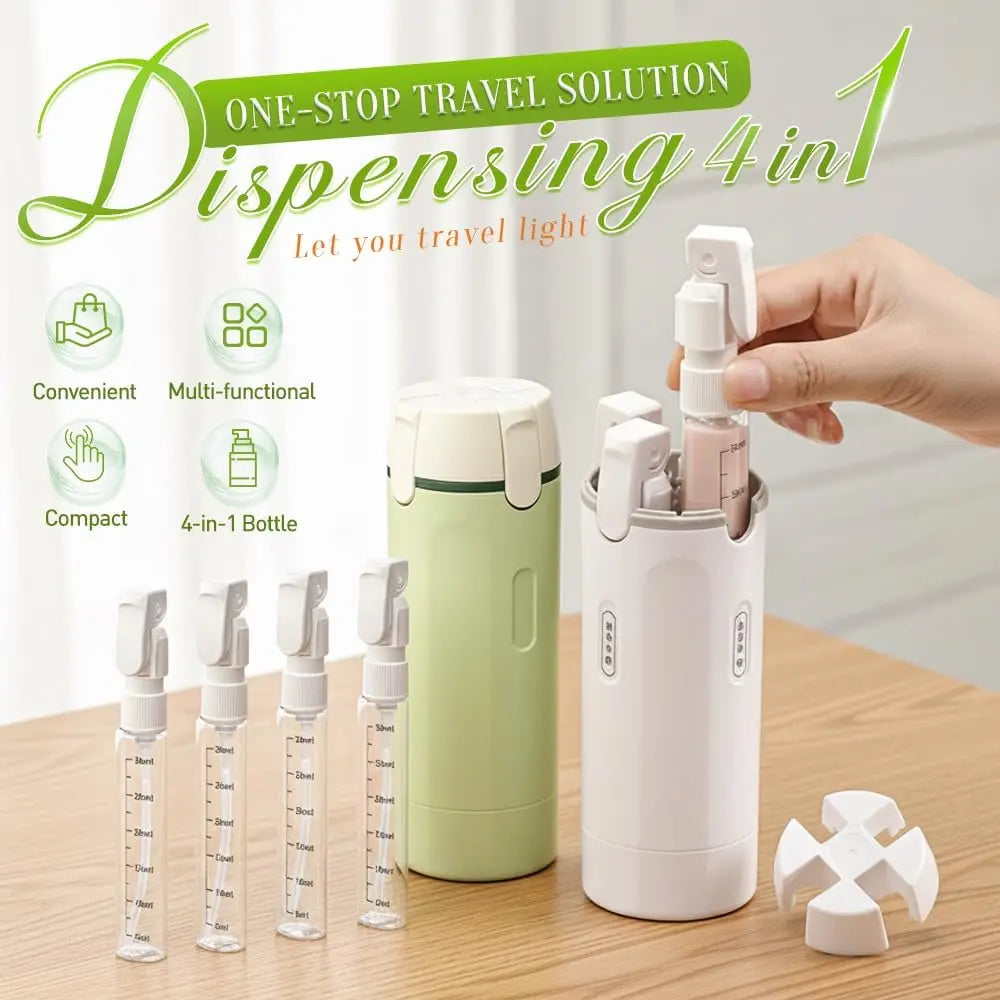 Ultimate 4-In-1 Travel Dispenser: Leak-Proof Cosmetic Shampoo & Lotion Storage for Effortless Journeys